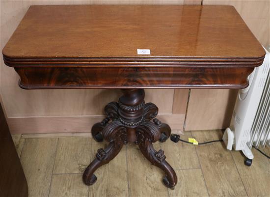 A 19th century French mahogany backgammon / tea table, W.88cm